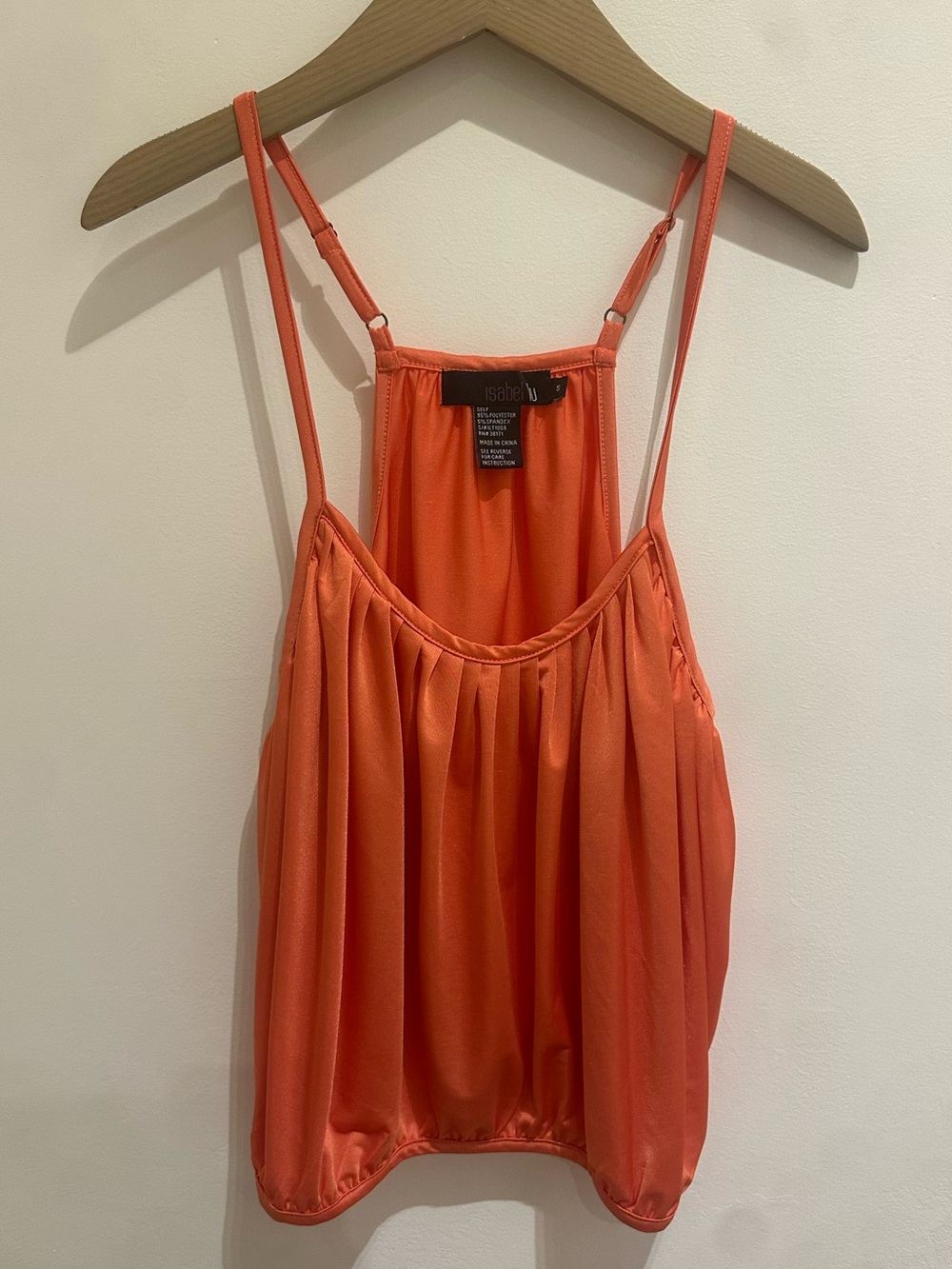 Isabel Lu Orange Satin Camisole with Adjustable Straps S